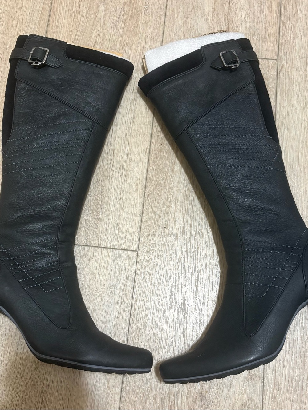 Diesel Black Leather Over-The-Knee Boots with Buckle Accent